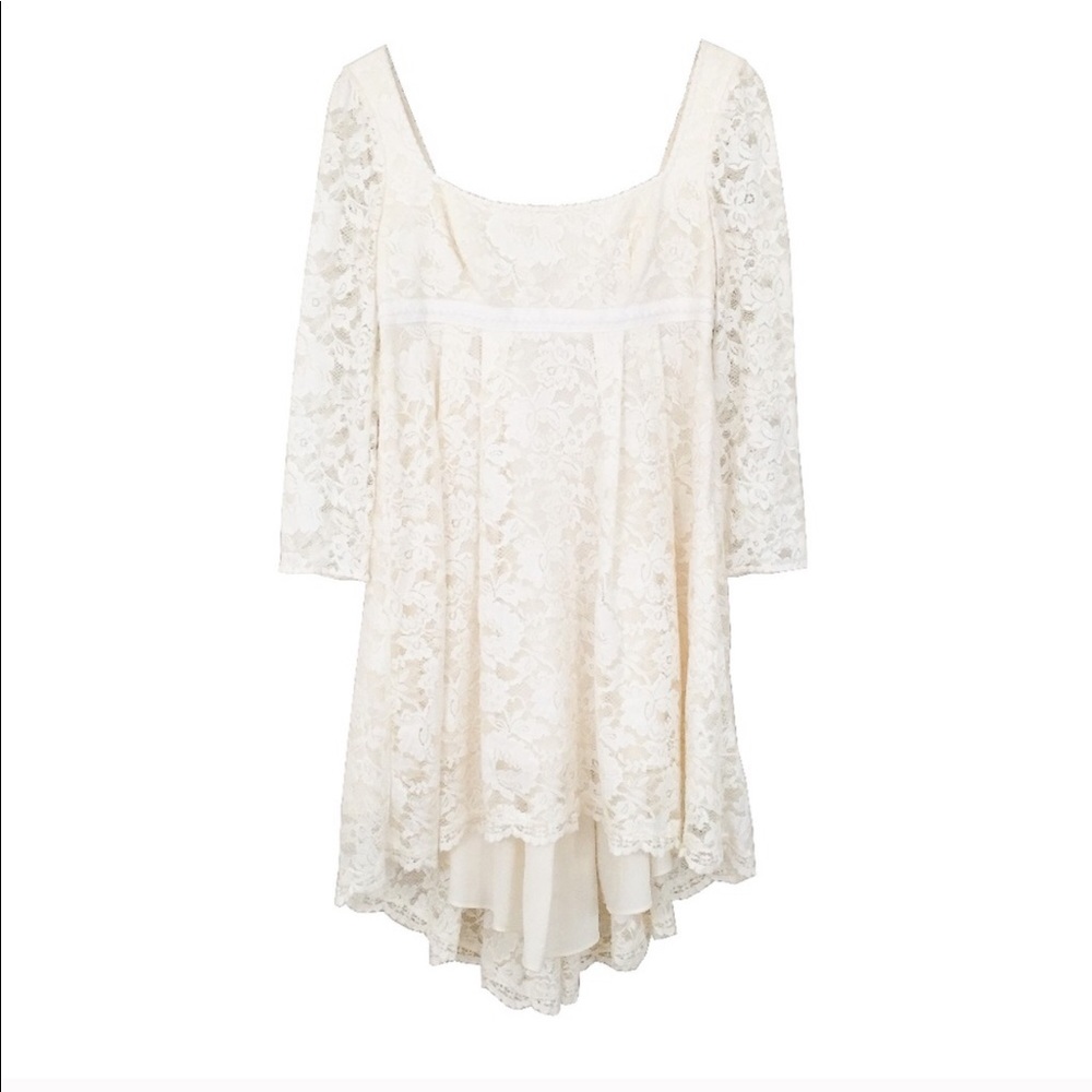 Free People long sleeve lace dress. White/ivory.